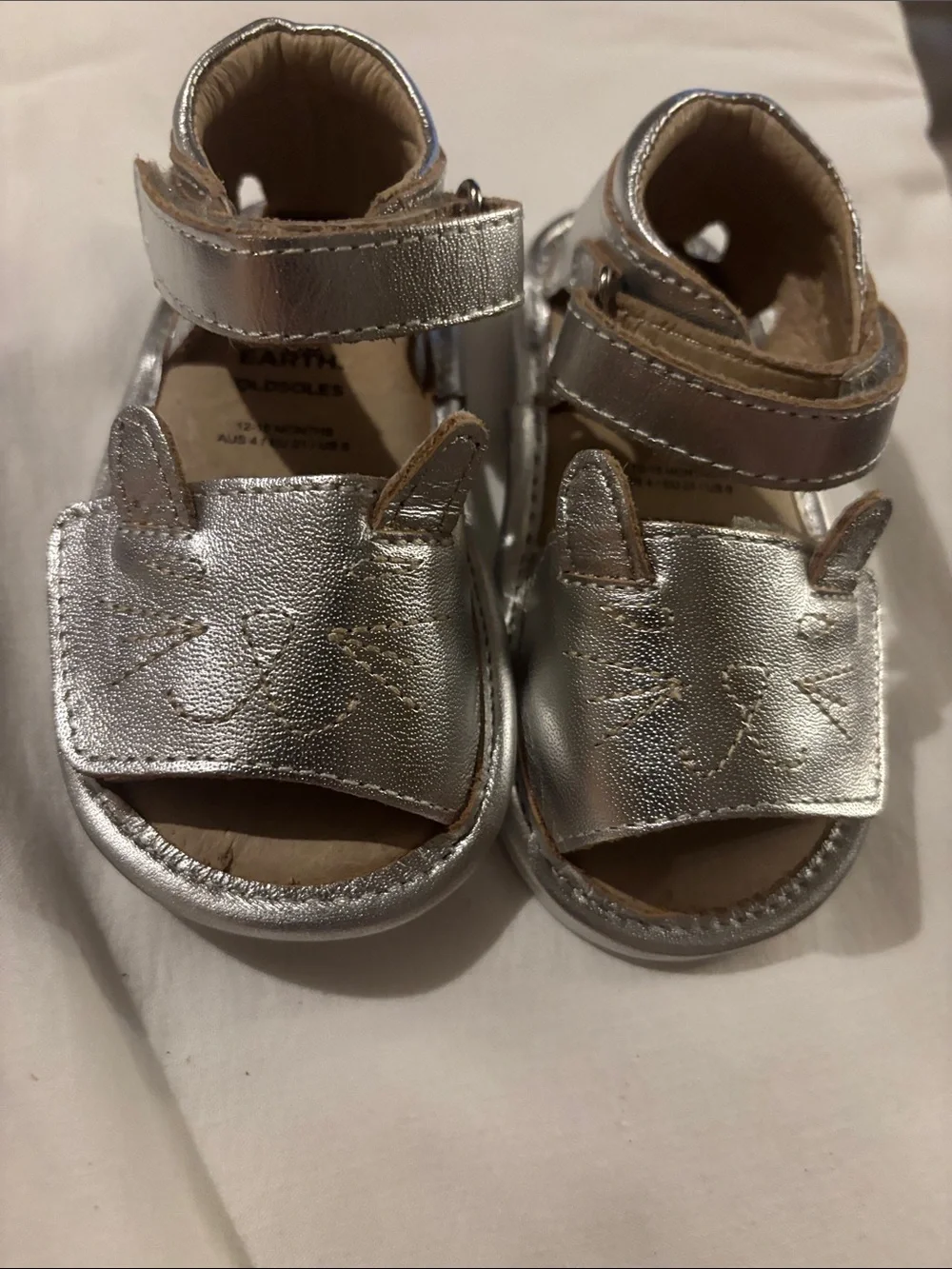 NWOT Old Soles Silver Cat-Accent Baby Sandals